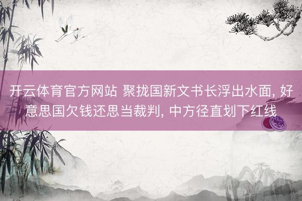 开云体育官方网站 聚拢国新文书长浮出水面, 好意思国欠钱还思当裁判, 中方径直划下红线