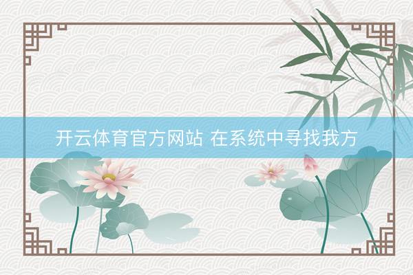 开云体育官方网站 在系统中寻找我方
